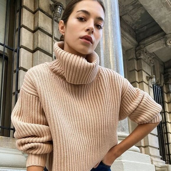 Bbabaton Sweaters - Babaton 100% Merino Wool Crop Turtleneck Sweater
